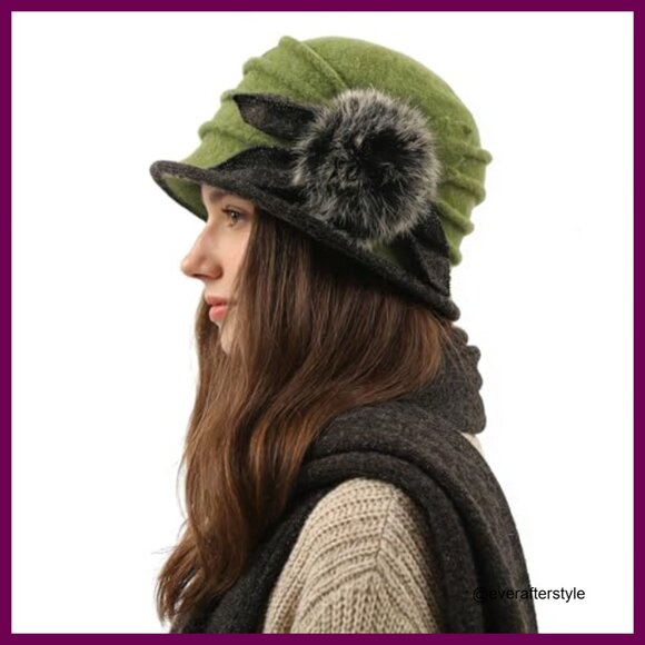 Vintage Wool Beret Bucket Hat Winter Dress Hat main image 6
